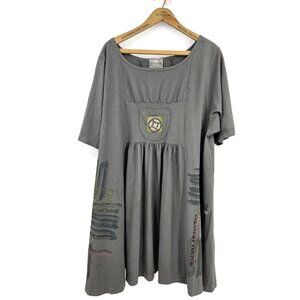 NWT Vtg Blue Fish Cafe Dress Womens Size 2 Organic Cotton Gray